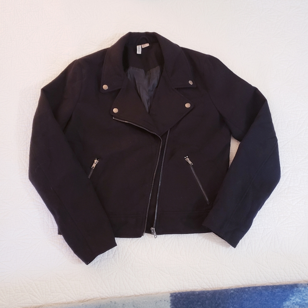 Suede biker style jacket H&M black size 8